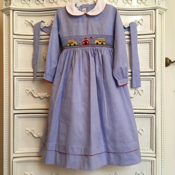 girls purple gingham school dress